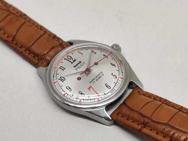 Hmt Pilot Mechanical Handwinding Movement stainless Steel Para Shock 17 Jewels Analog Dial Wrist Watch For Men National Watches