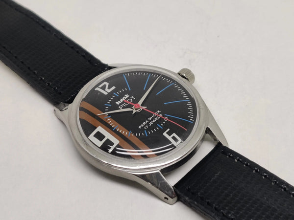 Hmt Pilot Mechanical Handwinding Movement stainless Steel Para Shock 17 Jewels Analog Dial Wrist Watch For Men National Watches