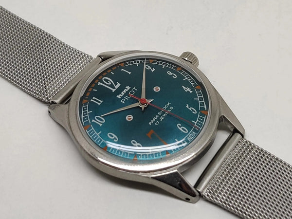 Hmt Pilot Mechanical Handwinding Movement stainless Steel Para Shock 17 Jewels Analog Dial Wrist Watch For Men National Watches