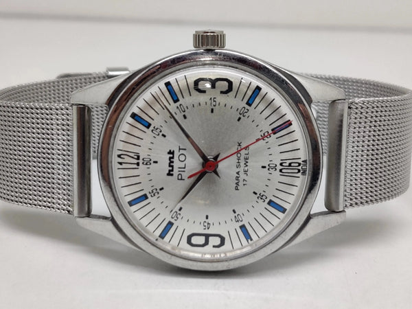 Hmt Pilot Mechanical Handwinding Movement stainless Steel Para Shock 17 Jewels Analog Dial Wrist Watch For Men National Watches
