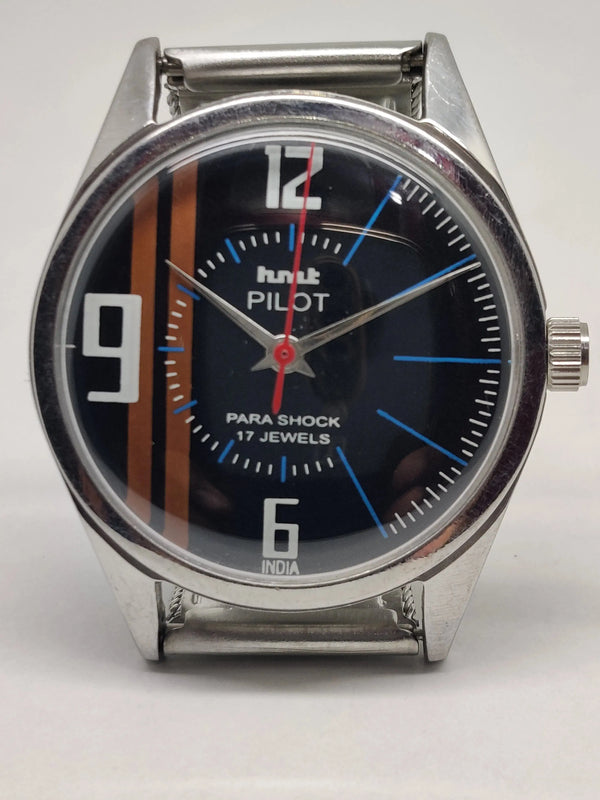 Hmt Pilot Mechanical Handwinding Movement stainless Steel Para Shock 17 Jewels Analog Dial Wrist Watch For Men National Watches