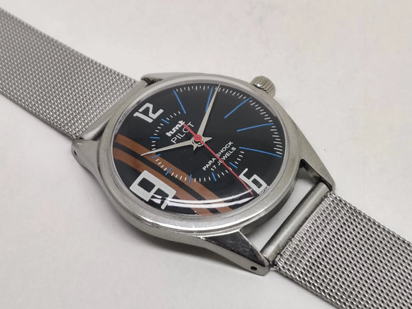 Hmt Pilot Mechanical Handwinding Movement stainless Steel Para Shock 17 Jewels Analog Dial Wrist Watch For Men National Watches