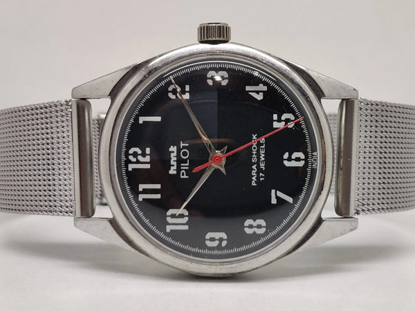 Hmt Pilot Mechanical Handwinding Movement stainless Steel Para Shock 17 Jewels Analog Dial Wrist Watch For Men National Watches