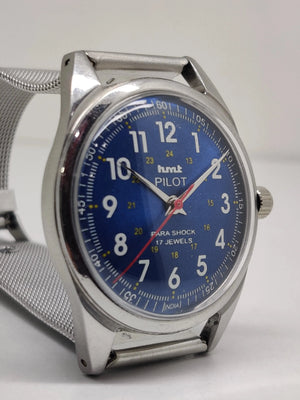 Hmt Pilot Mechanical Handwinding Movement stainless Steel Para Shock 17 Jewels Analog Dial Wrist Watch For Men National Watches