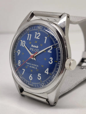 Hmt Pilot Mechanical Handwinding Movement stainless Steel Para Shock 17 Jewels Analog Dial Wrist Watch For Men National Watches