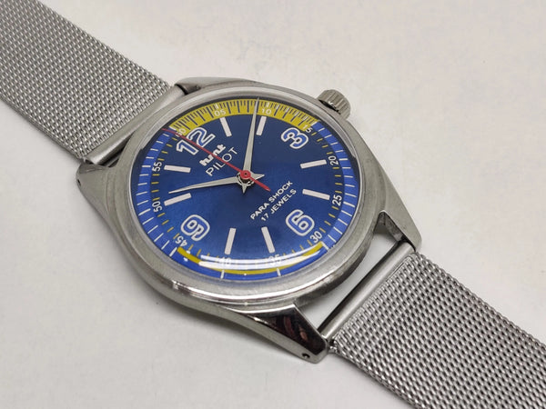 Hmt Pilot Mechanical Handwinding Movement stainless Steel Para Shock 17 Jewels Analog Dial Wrist Watch For Men National Watches
