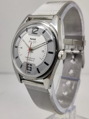 Hmt Pilot Mechanical Handwinding Movement stainless Steel Para Shock 17 Jewels Analog Dial Wrist Watch For Men National Watches