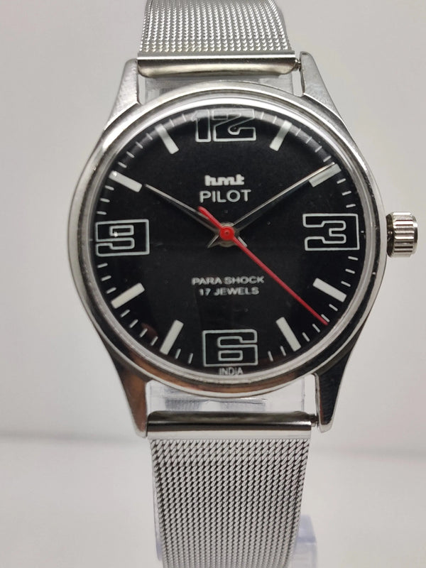 Hmt Pilot Mechanical Handwinding Movement stainless Steel Para Shock 17 Jewels Analog Dial Wrist Watch For Men National Watches