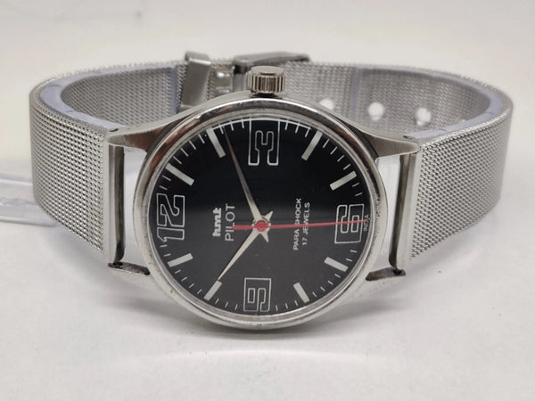 Hmt Pilot Mechanical Handwinding Movement stainless Steel Para Shock 17 Jewels Analog Dial Wrist Watch For Men National Watches