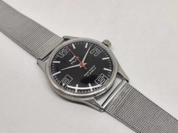 Hmt Pilot Mechanical Handwinding Movement stainless Steel Para Shock 17 Jewels Analog Dial Wrist Watch For Men National Watches
