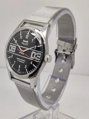 Hmt Pilot Mechanical Handwinding Movement stainless Steel Para Shock 17 Jewels Analog Dial Wrist Watch For Men National Watches