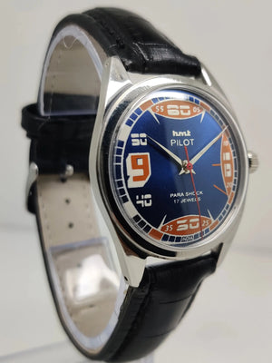 Hmt Pilot Mechanical Handwinding Movement stainless Steel Para Shock 17 Jewels Analog Dial Wrist Watch For Men National Watches