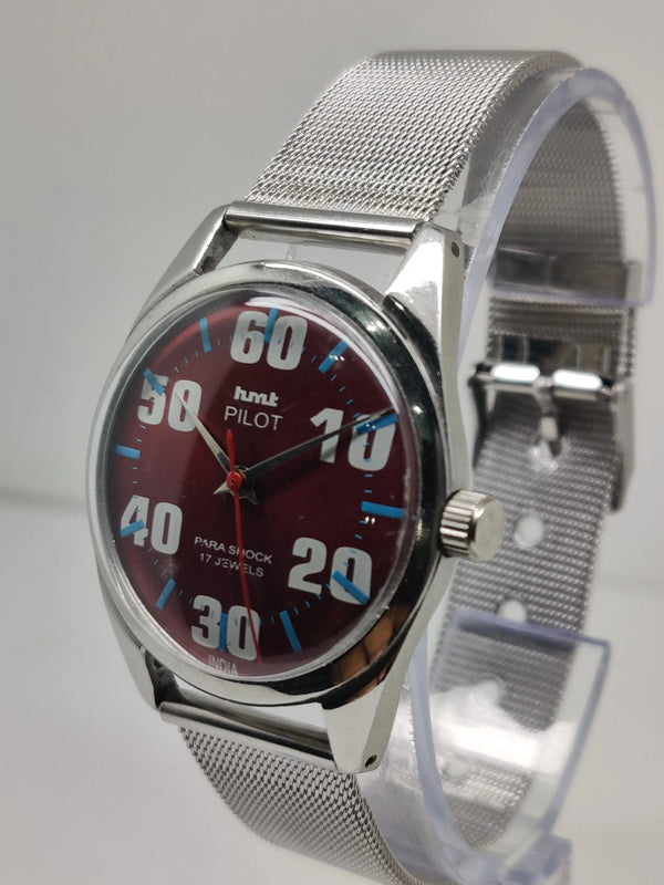 Hmt Pilot Mechanical Handwinding Movement stainless Steel Para Shock 17 Jewels Analog Dial Wrist Watch For Men National Watches