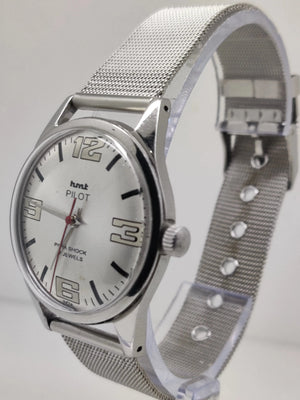 Hmt Pilot Mechanical Handwinding Movement stainless Steel Para Shock 17 Jewels Analog Dial Wrist Watch For Men National Watches
