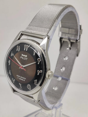 Hmt Pilot Mechanical Handwinding Movement stainless Steel Para Shock 17 Jewels Analog Dial Wrist Watch For Men National Watches