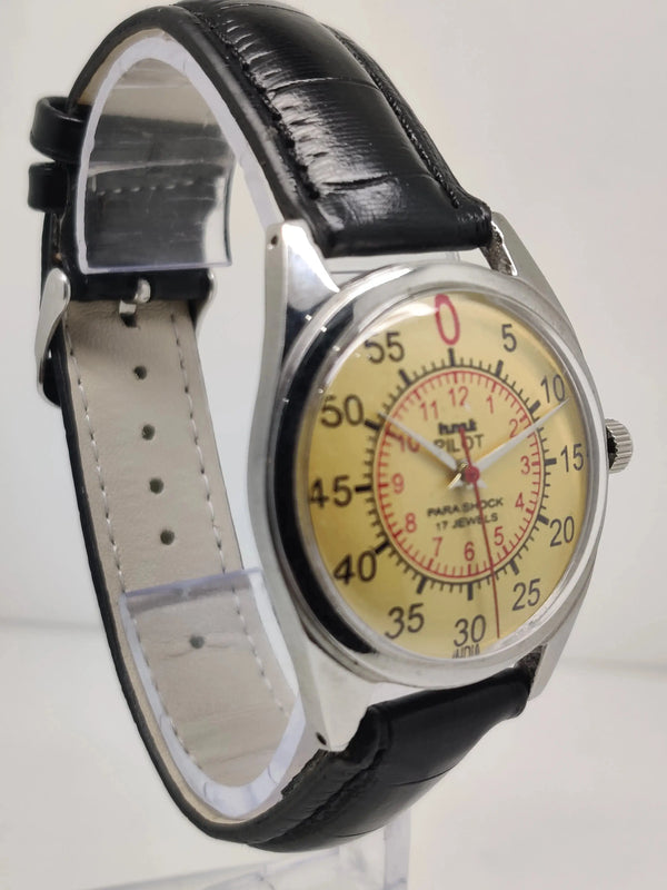Hmt Pilot Mechanical Handwinding Movement stainless Steel Para Shock 17 Jewels Analog Dial Wrist Watch For Men National Watches