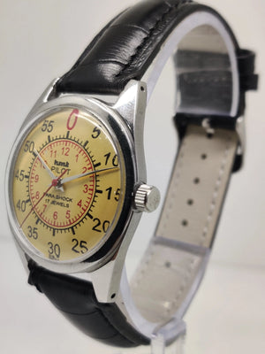 Hmt Pilot Mechanical Handwinding Movement stainless Steel Para Shock 17 Jewels Analog Dial Wrist Watch For Men National Watches