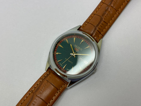 VINTAGE REFURBISHED SEIKO 5 AUTOMATIC JAPAN MENS DAY DATE WATCH - National Watches