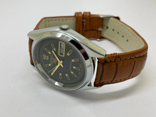 VINTAGE REFURBISHED SEIKO 5 AUTOMATIC JAPAN MENS DAY DATE WATCH - National Watches