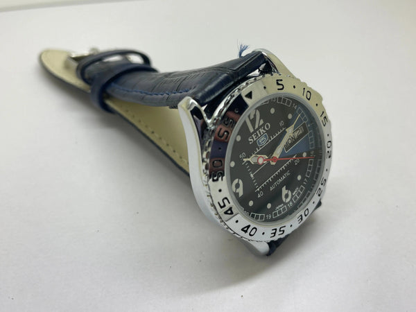 Seiko 5 Black Dial Automatic Vintage Watch sports National Watches