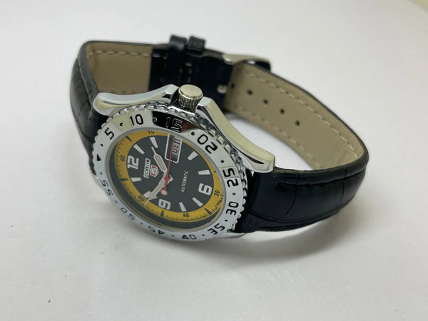 Seiko 5 Black Dial Automatic Vintage Watch sports National Watches