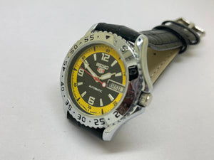 Seiko 5 Black Dial Automatic Vintage Watch sports National Watches