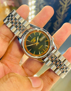 Vintage Seiko Mod Automatic Watch | Original Seiko 6309 Movement | Custom Green Sunburst Dial