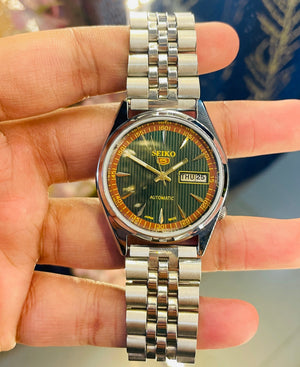 Vintage Seiko Mod Automatic Watch | Original Seiko 6309 Movement | Custom Green Sunburst Dial