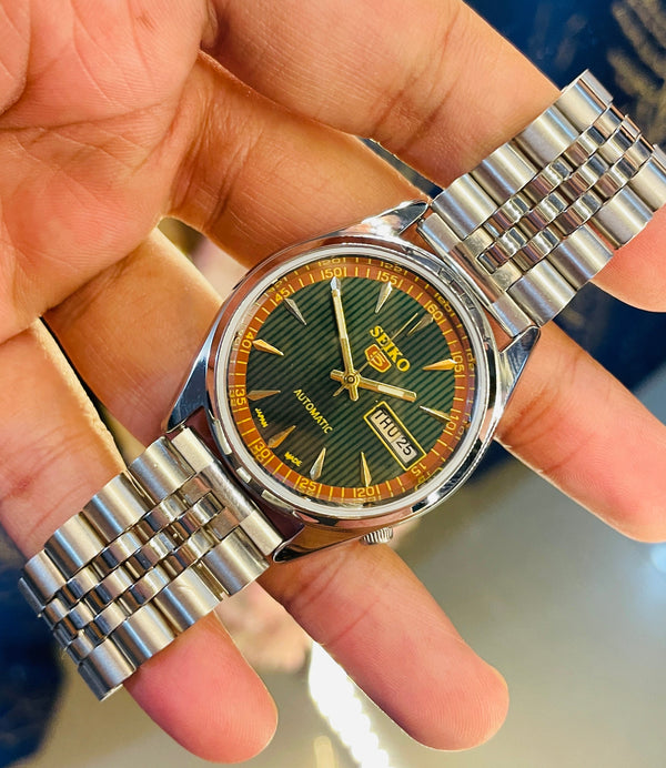 Vintage Seiko Mod Automatic Watch | Original Seiko 6309 Movement | Custom Green Sunburst Dial