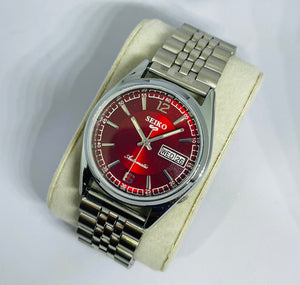 Seiko 5 Automatic Vintage Watch – Red Dial | Japan Original | Iconic Men’s Timepiece