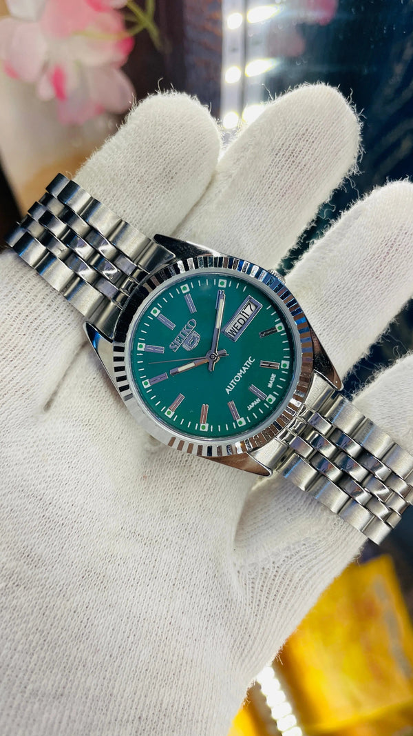 Seiko 5 Automatic Green Dial Refurbished Vintage Japan 17 Jewels Watch National Watches