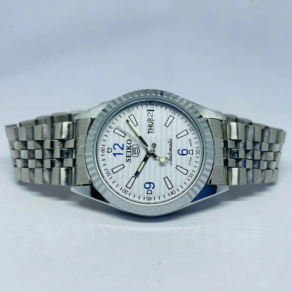 Seiko 5 Automatic White Dial – Refurbished 17 Jewels Japan Vintage Watch National Watches
