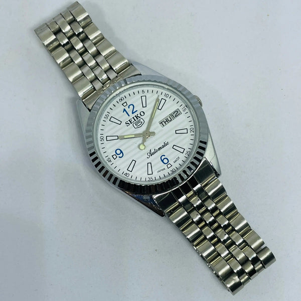 Seiko 5 Automatic White Dial – Refurbished 17 Jewels Japan Vintage Watch National Watches