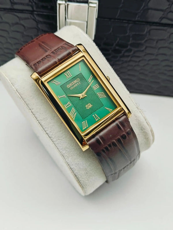 Seiko Classic Tank Style Watch – Elegant Rectangular Dress Watch Men National Watches