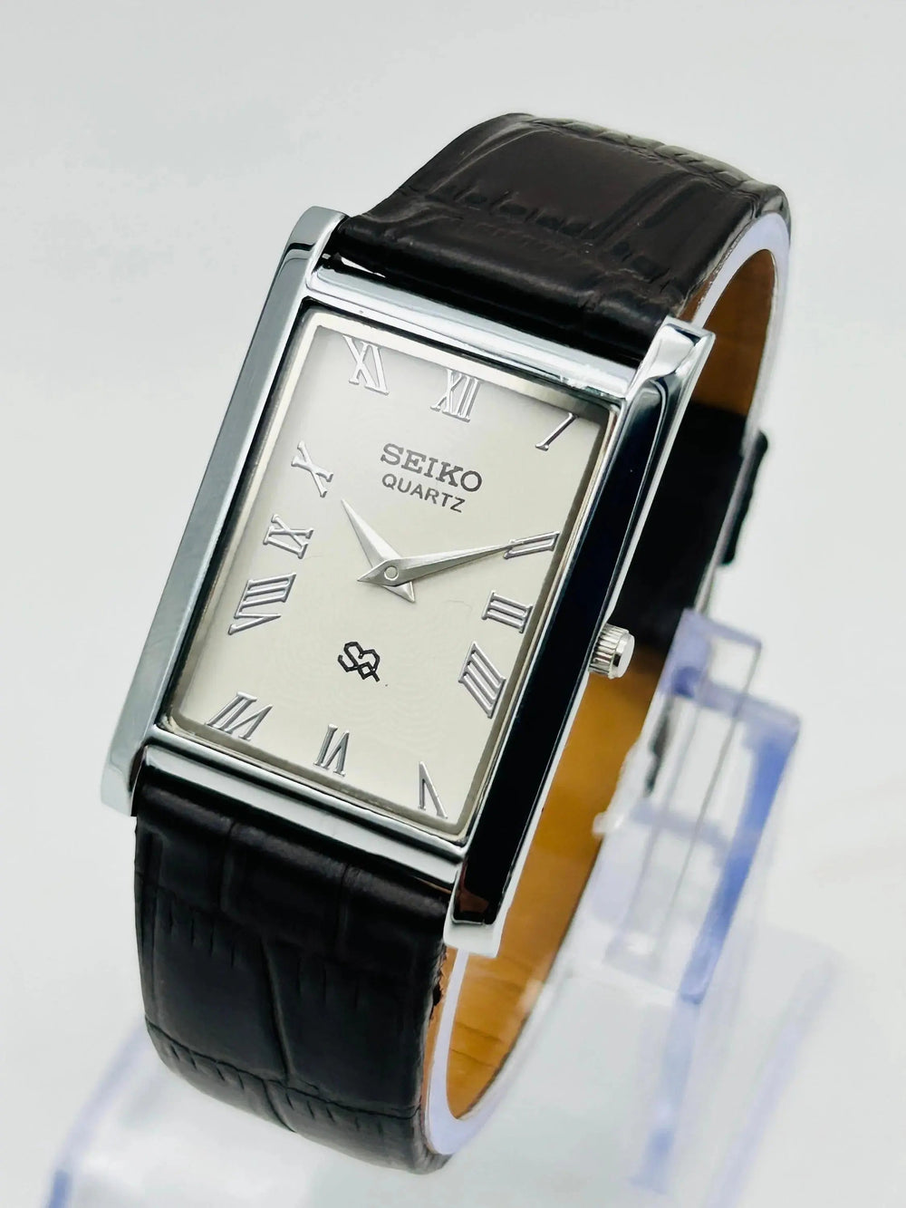 Seiko Slim Roman Dial Watch – Elegant Rectangular Dress Watch Men National Watches