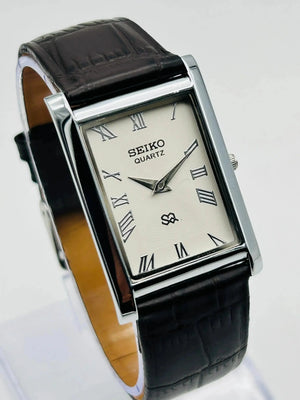 Seiko Slim Roman Dial Watch – Elegant Rectangular Dress Watch Men National Watches