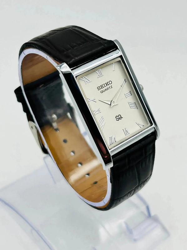 Seiko Slim Roman Dial Watch – Elegant Rectangular Dress Watch Men National Watches
