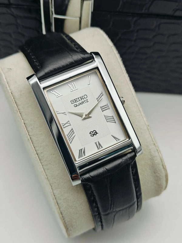 Seiko Vintage Roman Dial Watch – Slim Rectangular Dress Watch National Watches
