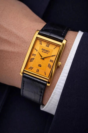 Seiko Tank Style Quartz Watch – Elegant Office Wear Watch for Men National Watches