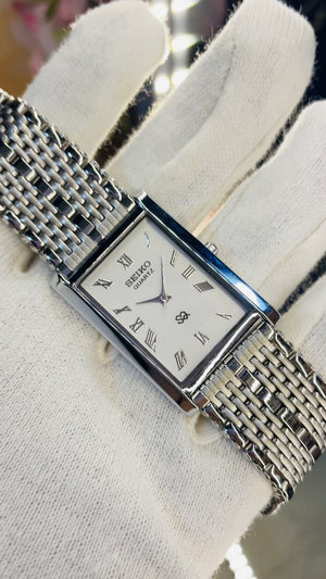 Seiko Slim Rectangular Dress Watch Men – Tank Style Quartz Wrist Watch