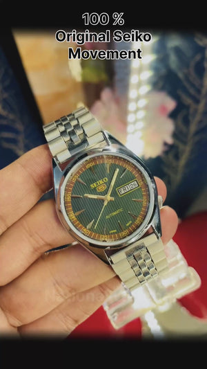 Vintage Seiko Mod Automatic Watch | Original Seiko 6309 Movement | Custom Green Sunburst Dial