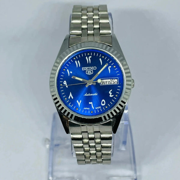 Seiko 5 Automatic Blue Dial Arabic Numerals – Refurbished Japan Vintage Watch | 17 Jewels Original Movement National Watches