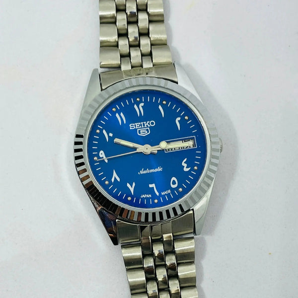 Seiko 5 Automatic Blue Dial Arabic Numerals – Refurbished Japan Vintage Watch | 17 Jewels Original Movement National Watches