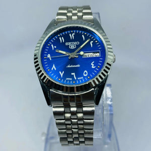 Seiko 5 Automatic Blue Dial Arabic Numerals – Refurbished Japan Vintage Watch | 17 Jewels Original Movement National Watches