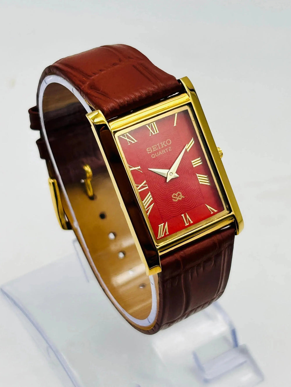 Seiko Tank Style Slim Quartz Watch – Elegant Formal Wrist Watch for Men National Watches