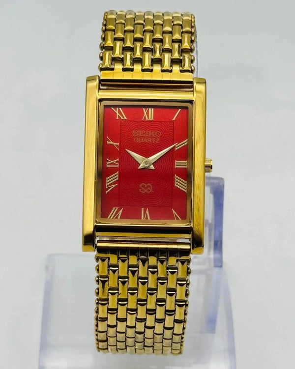 Seiko Rectangular Quartz Watch for Men – Vintage Slim Dress Design National Watches