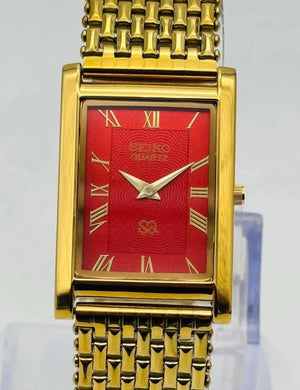 Seiko Rectangular Quartz Watch for Men – Vintage Slim Dress Design National Watches
