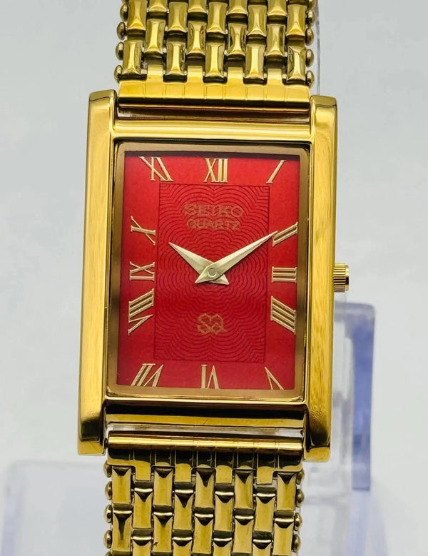 Seiko Rectangular Quartz Watch for Men – Vintage Slim Dress Design National Watches